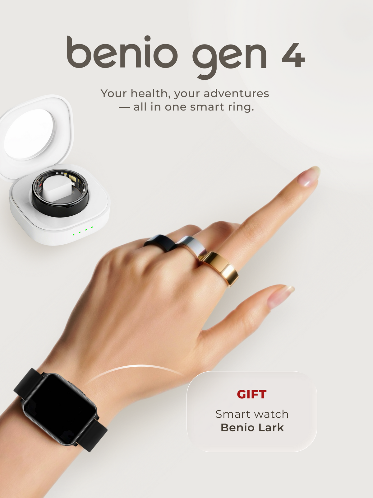 The Benio Ultimate Health Duo: Gen 4 Smart Ring + Lark Watch Gift Set